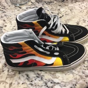 Vans High Top Black with Flames